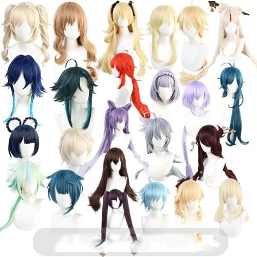 Genshin Impact Cosplay Kaeya Hu Tao Klee Venti Ganyu Diluc Xiao Barbara Albedo Mona Eula Qiqi Zhongli Yanfei Chongyun Bluey Wig