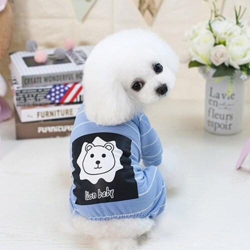 Cotton Chihuahua Lion Pattern Striped Jumpsuit Pet Dog Clothes for Small Dogs Puppy Four Feet Clothes Yorkshire Sweatshirt