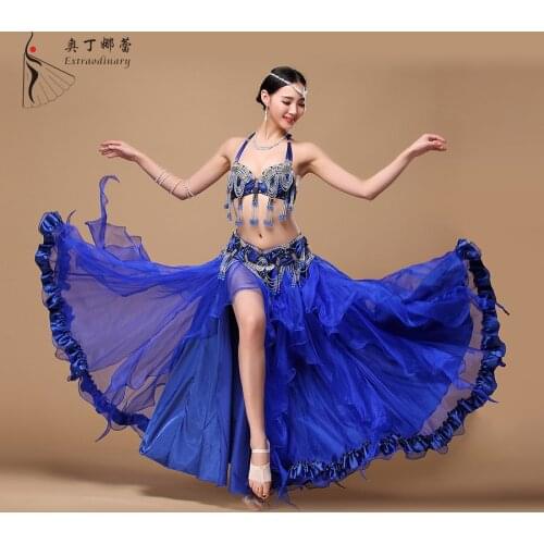 Belly Dance Costume Suit bra corset new skirt costumes refined craftwork belly dance 3 piece suit slit skirt
