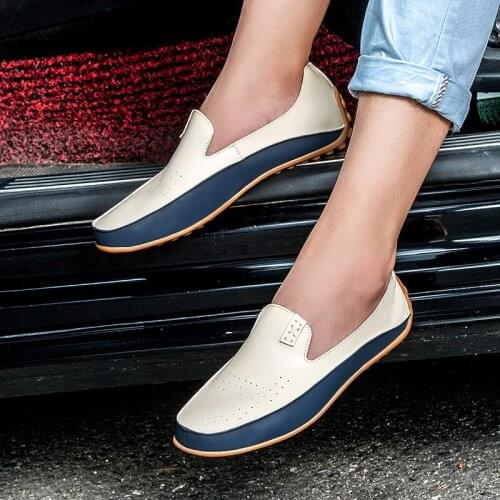 Large Size 47 Summer Leather Men Shoes 2021 Women Men Light Casual Comfortable Soft Sole Flat Shoes Sneakers Driving Shoes