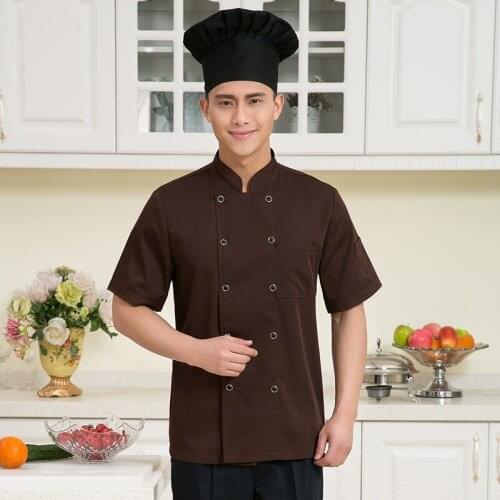 Hotel Chefs Jacket Short-sleeved Hotel Restaurant Dining Room Cake Uniform Adult Chef Uniform Summer with Short Sleeves B-5973