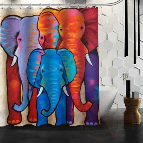 Best Nice Custom ELEPHANT AND BABY Shower Curtain Bath Curtain Waterproof Fabric For Bathroom MORE SIZE WJY#32