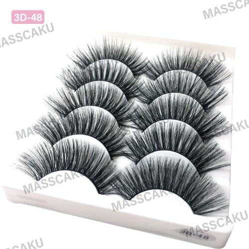 MASSCAKU 5 pairs Faux 3D Mink Lashes Natural Long False Eyelashes Volume Fake Lashes Makeup Extension Eyelashes maquiagem