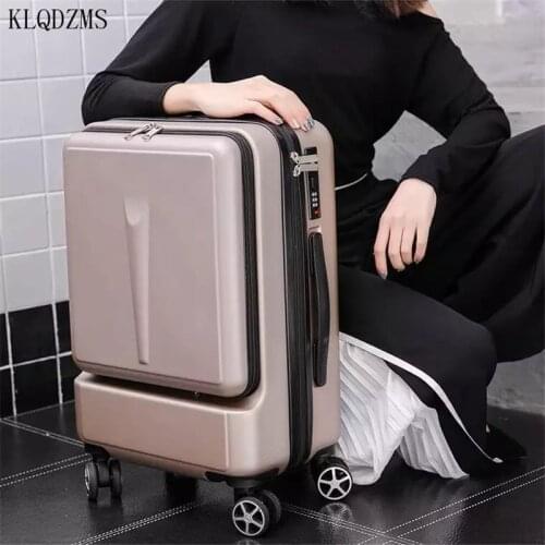 KLQDZMS 20’’24 Inch Multifunctional Spinner Rolling Luggage ABS Business Travel Trolley Suitcase Bag With Laptop Bag