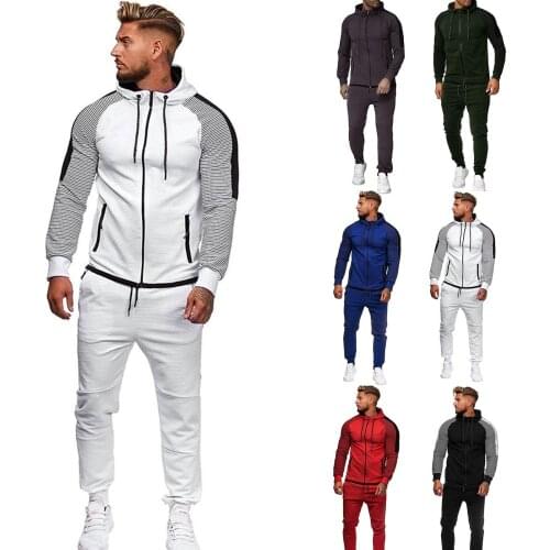 Mens Autumn Gradient Zipper Print Sweatshirt Top Pants Sets Sport Suit Tracksuit 2020 Plus Size Mens Cool Comfortable Suit F