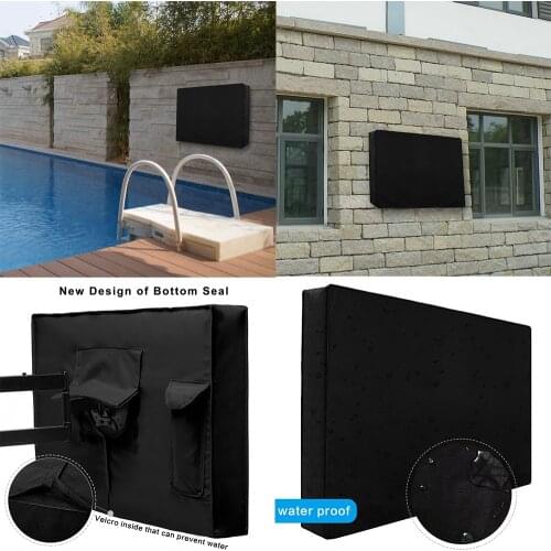 Outdoor TV Cover With Bottom Cover BEST Black Quality Weatherproof and Dust-proof Microfiber Cloth TV Screen Protectors Supplies