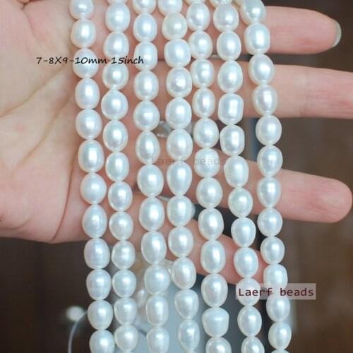 Natural Freshwater pearl 3-10mm Oval beads 13-15inch ,Wholesale For DIY Jewellery Free Shipping