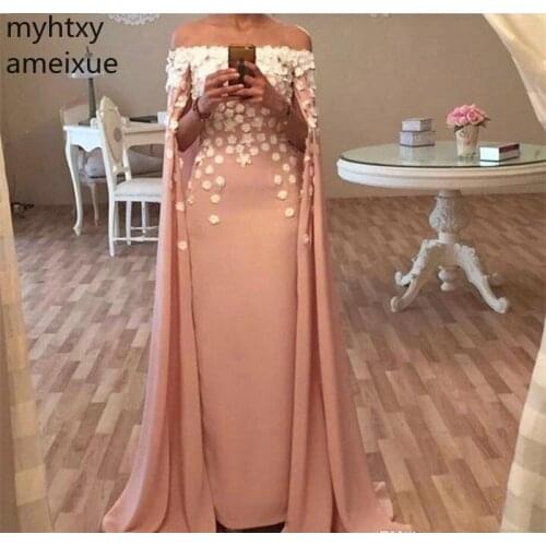 New Off Shoulder Pink Custom Evening Dresses 2020 Arabic Dubai Style Formal Holiday Wear Celebrity Event Party Gowns Custom Made