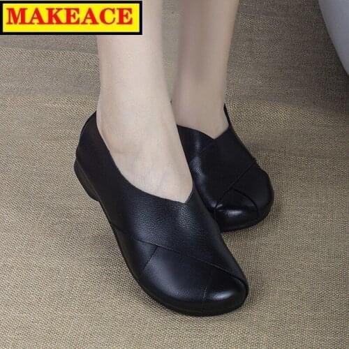 20221 Autumn New Womens Shoes Fashion Round Head Ladies Flat Shoes Leather Loafers Casual Oxford Shoes Party Womens Shoes