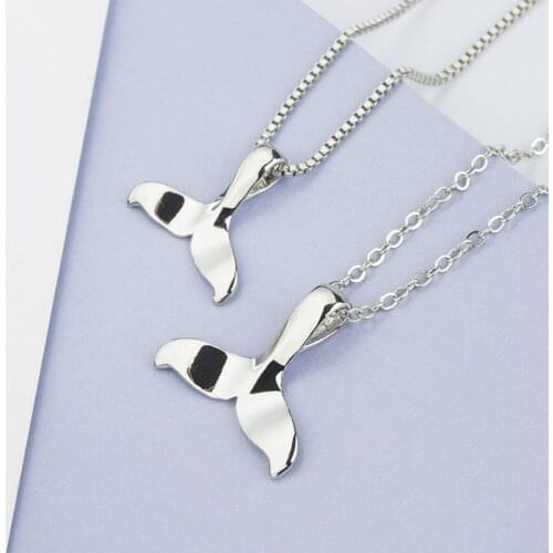 Mermaid Fish Tail Necklace Choker Silver Plated Dolphin Tail Necklace For Women Charms Jewelry Necklaces & Pendants M78