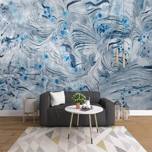 Custom 3D Wallpaper Modern Creative Abstract Blue Marble Waterproof Canvas Mural Wallpapers For Living Room Sofa TV Background