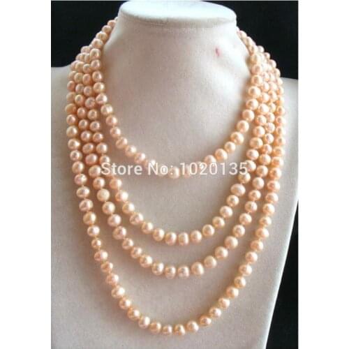 Freshwater pearl pink near round 8-9mm 75inch pink necklace wholesale bead nature gift discount