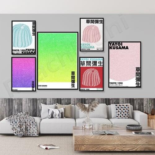 Yayoi Kusama prints, printable art walls, dotted lines, infinite grids, exhibition posters, Japanese art, modern gallery wall de