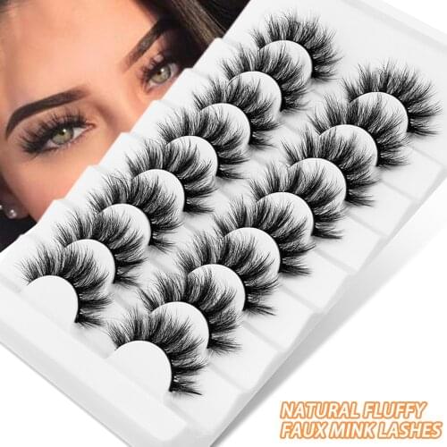 5/8/10 Pairs 3D Faux Mink Eyelashes Natural Thick Long False 10-15mm Lashes Dramatic Fake Eyelash Eyes Makeup Extension Beauty