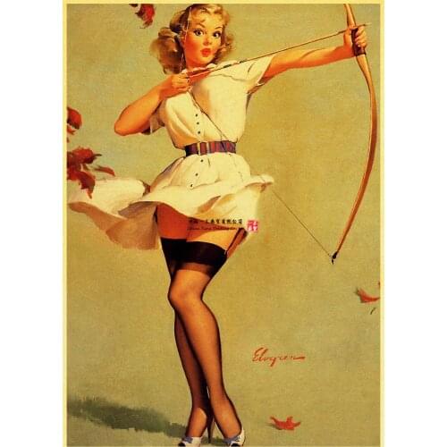 Cartel Retro De Chica Seductora De La Segunda Guerra Mundial Sexy Sticker Girl Cartel Vintage Cafe Club Bar Hogar Decal