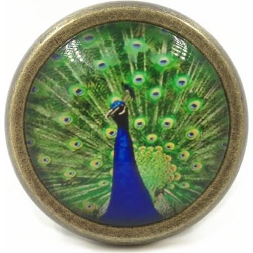 Peacock Drawer Knobs Pulls Handles / Kitchen Cabinet Handle / Antique Brass Dresser Drawer Knobs furniture hardware