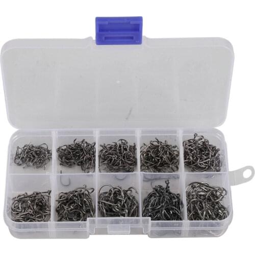 500pcs Fish Hooks 10 Sizes Fishing Black Silver Sharpened with A Carrying Box Quality Kit Easy Storage Wonderful Fishing Tools