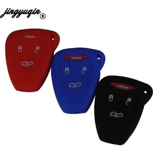 Jingyuqin Silicon Car Key Case Remote Cover For Jeep Wrangler Cherokee Chrysler Liberty Sebring Aspen Magnum Charger Dodge