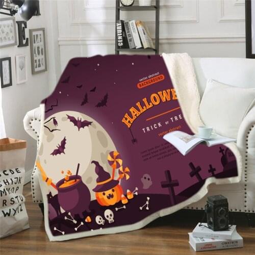 Halloween Warm Blanke 3D Digital Printing Cotton Velvet Thick Blanket 130*150 Cm Children 150*200 Cm Adult