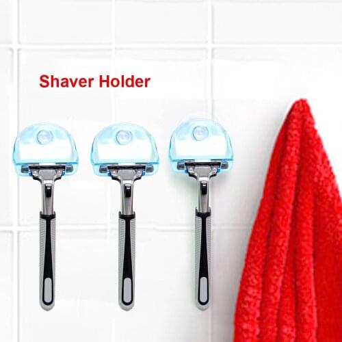 Bathroom Shelves Plastic Shaver Holder Washroom Wall Sucker Suction Cup Hook Razor Supplies