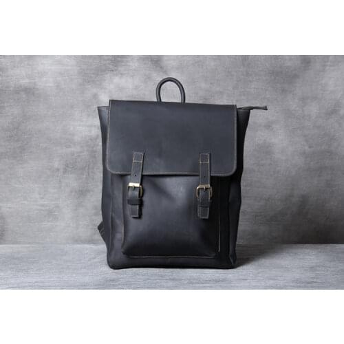 Vintage Oxhide Top Layer Cow Leather Shoulder Bag Handmade Head Leather Backpack Cowhide Mens Computer Bag