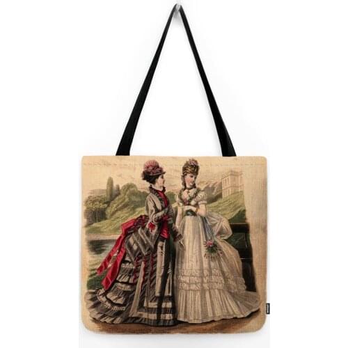 Ancient European Elegant Lady Royal Court Victorian Era Fashion Woman Old Style Vintage Water Resistant Tote Bag Shoulder Bag