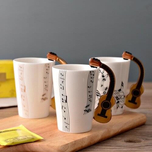 High Quality Guitar Ceramic Cup,Personality Music Note Coffee mug,Milk Juice Lemon Mug Coffee Tea Cup We could support Dropship