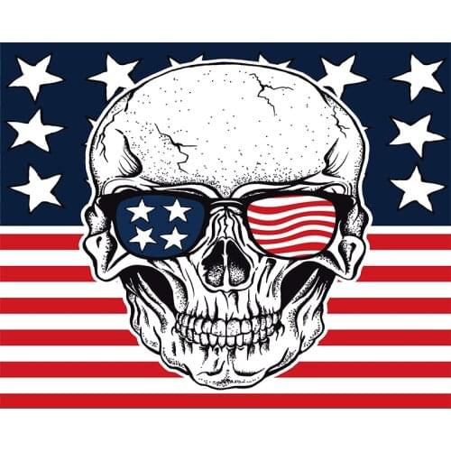 Yehoy hanging 90*150cm American flag with Sunglasses skull Flag For Decoration