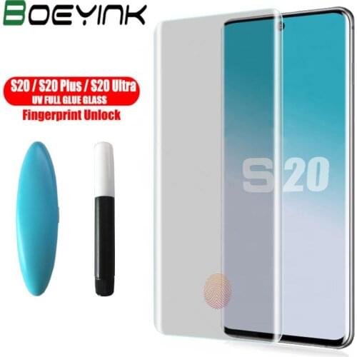 UV Tempered Glass For Samsung Galaxy S20 Ultra S10 S8 S9 S20 Plus Full Liquid Screen Protector For Samsung Note 10 Plus 5G S20