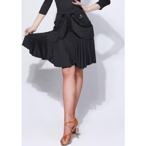 2021 Adult Latin Dance Skirt Women Black Sexy Fringed Skirt Latin Performance Clothes Samba Rumba Salsa Practice Wear VDB3352