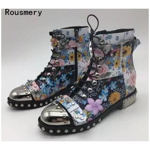 2017 lace-up ankle ladies riding womens boots pu leather Mixed color Buckle square heel round toe boots size 35-42