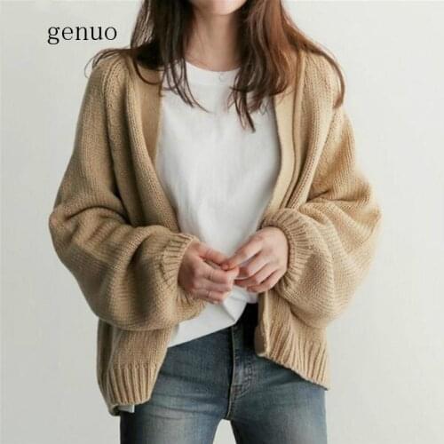 Women Sweater Cardigans Long Sleeve 2019 Knitwear Loose Sweater Women Coat Solid Knitting Outwear Female Casual Open Stitch