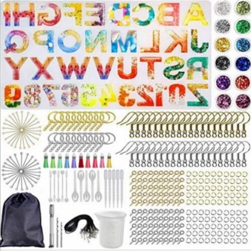 1 Set Crystal Epoxy Resin Mold Alphabet Letter Number Pendant Casting Silicone Mould DIY Crafts Jewelry Making Tools