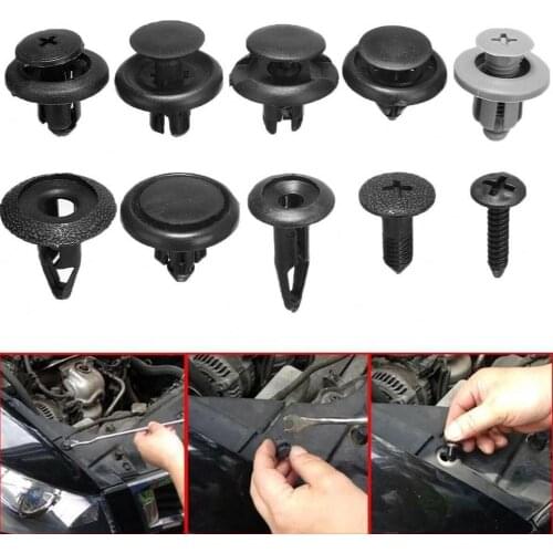 100pc Car Plastic Clips Rivet Set Push Auto Trunk Bumper Fastener Push Clips Kit Fastener Screw Rivet for Car Body Bumper Fender