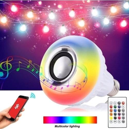 12W RGB Bulb Lights Wireless Bluetooth Audio Speaker Music Player LED Home Party Lamp With APP Remote Control Changeable Colorfu