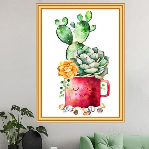 5D DIY Diamond Painting Flowerpot Plant Cross Stitch Kit Full Drill Diamond Embroidery Mosaic Art Picture Crafts Home Decoration