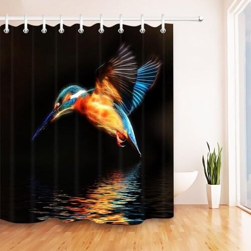 72'' Biright Color Hummingbird Bathroom Fabric Shower Curtain Liner Waterproof Polyester Curtain Accessory Sets & 12 Hooks