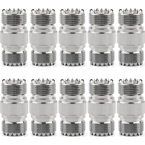 Artudatech High Quality 10Pcs Adapter SO239 UHF Jack Female To UHF Female RF Connector Straight F/F Parts