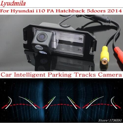 Car Intelligent Parking Tracks FOR Hyundai i10 PA Hatchback 5doors 2014 HD Intelligentized Dynamic Trajectory Rear View Camera