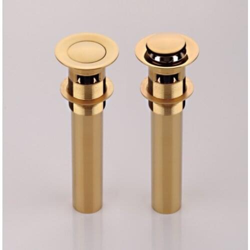Free shipping gold clour Pop up drain with overflow