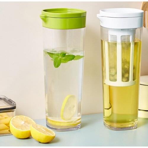 Tea Pots Refrigerator Fruit Juice Lemonade Cold Water Kettle Rotating Water Filter Infuser Kettle Container Clear Kettle Pot New