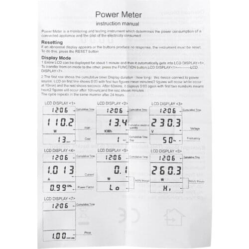 Power Meter US Plug Power Monitor Watts Meter Electricity Usage Cost Kwh Analyzer Energy Consumption Electricity Monitor M89B