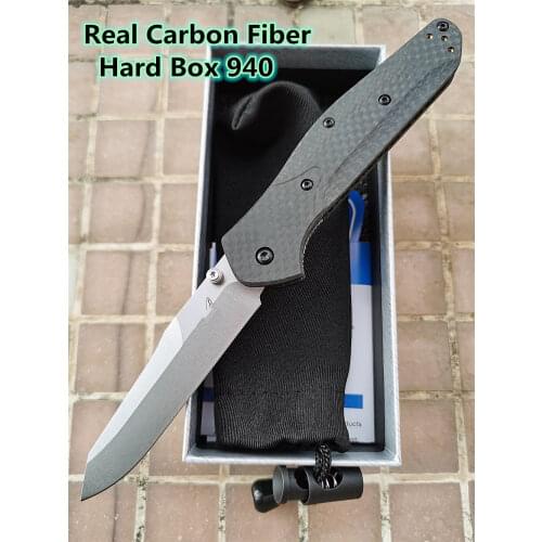 Hard Box 940 carbon fibre handle mark s90v blade Copper washer camping hunting Pocket outdoor EDC Tool Utility folding knife