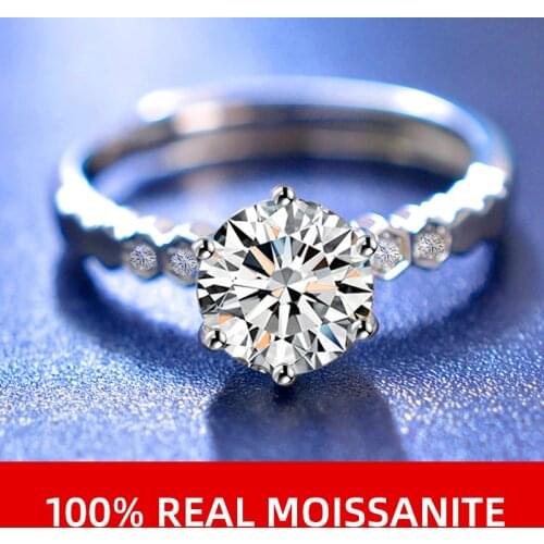 NYMPH Moissanite Diamond Ring 1.0ct D Color 925 Sterling Silver Classic Style Jewelry Wedding Party Anniversary Ring For Women