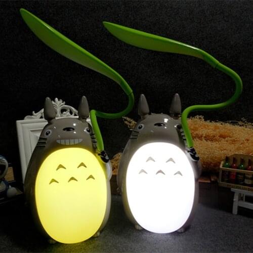 Creative Night Lights LED Cartoon Totoro Shape Lamp USB Rechargeable Reading Table Desk Lamps for Kids Gift Home Decor Novelty