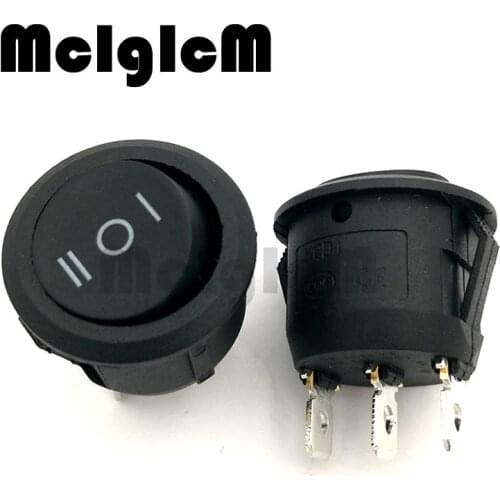 5pcs Round Boat Rocker Switch 6A 250V AC / 10A 125V AC ON/OFF 20mm Diameter Snap in Black 3 Pin 3 Way Switches 3 position