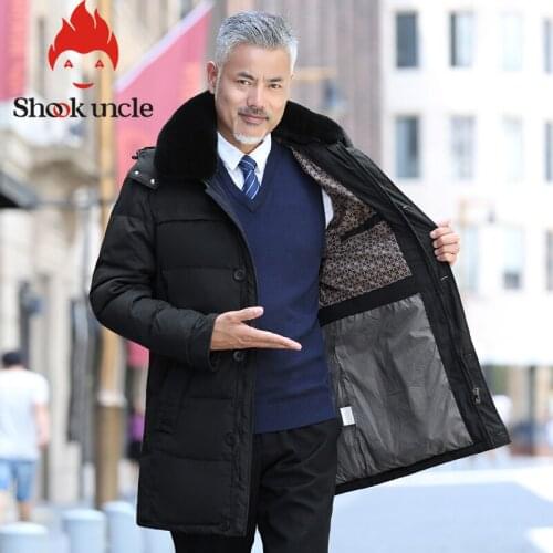 2020 winter new style middle age men casual warm hooded down coats luxury high quality fur collar thick long down jacket men