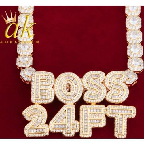 Custom Baguette Name Pendant Gold Color Women Jewelry