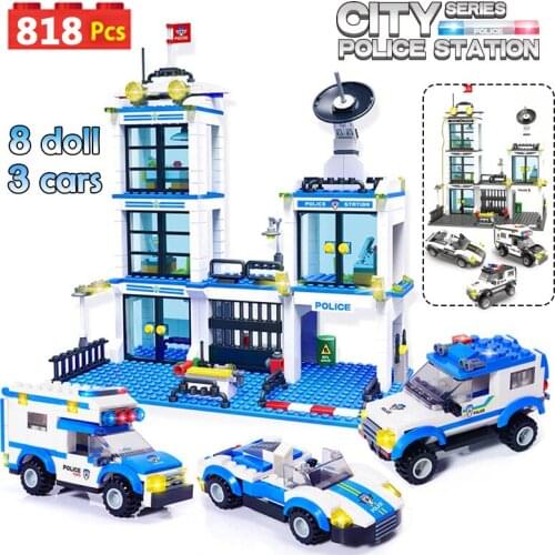 NEW 818pcs City Police Station SWAT Car Building Blocks Compatible Bricks Boys Toys for Children Gifts Mould King
