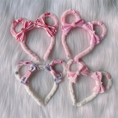 Lolita hand for yi sweet cute bear ear hair hoop kc series hair powder blue pretty sweet niang jewelry accessories